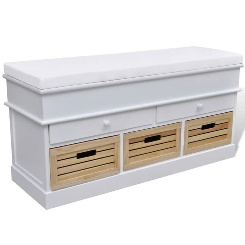 99240806 Schrank Sitzbank Truhenbank 2 Schubladen + 3 Kisten