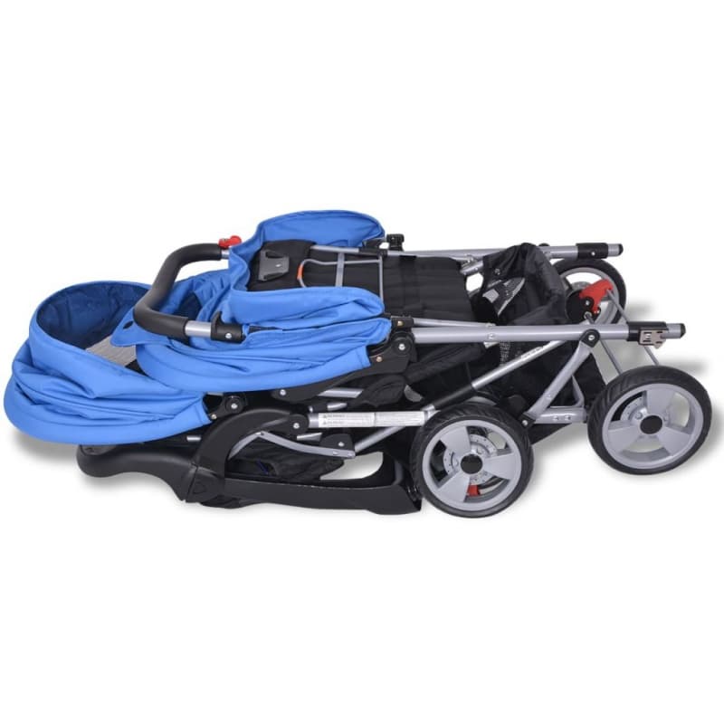 9910112 Geschwisterwagen Stahl blau und schwarz