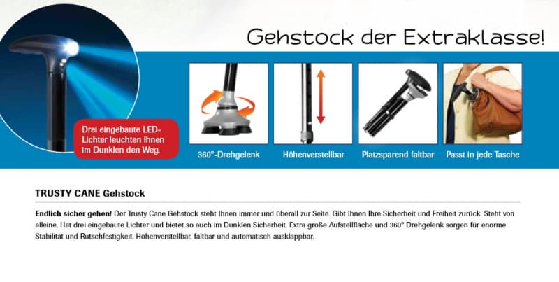 Gehstock mit LED Licht Trusty Cane Rentner Stock Senioren Hilfe