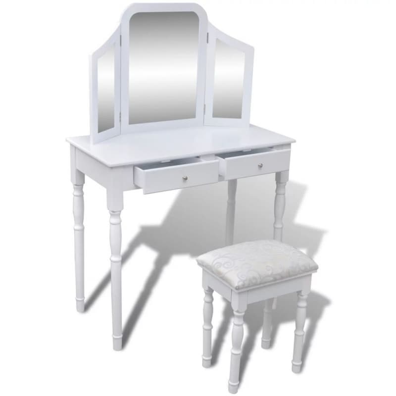 99241003 Schminktisch mit 3-in-1 Spiegel und Hocker 2 Schubladen