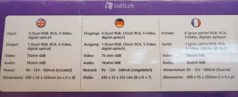 Flat Marmitek Anschluss UmschalterVideo RCA S Video