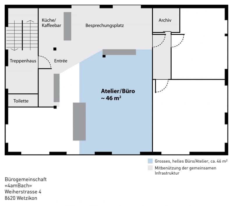 Grosses, helles Büro/Atelier in Wetzikon zu vermieten