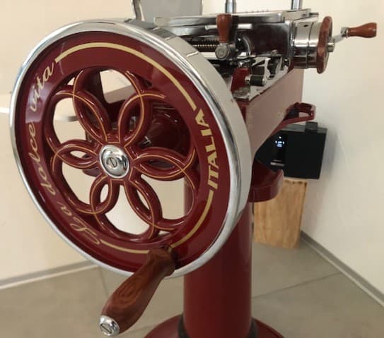 Schwungrad Aufschnittmaschine manuell mit Sockel
