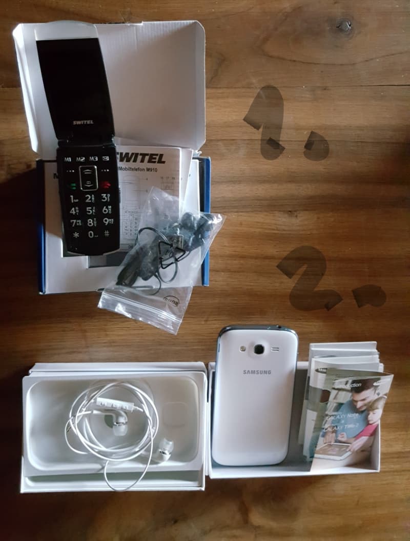 1.Senioren Handy SWITEL 2.Samsung Galaxy Note Duos