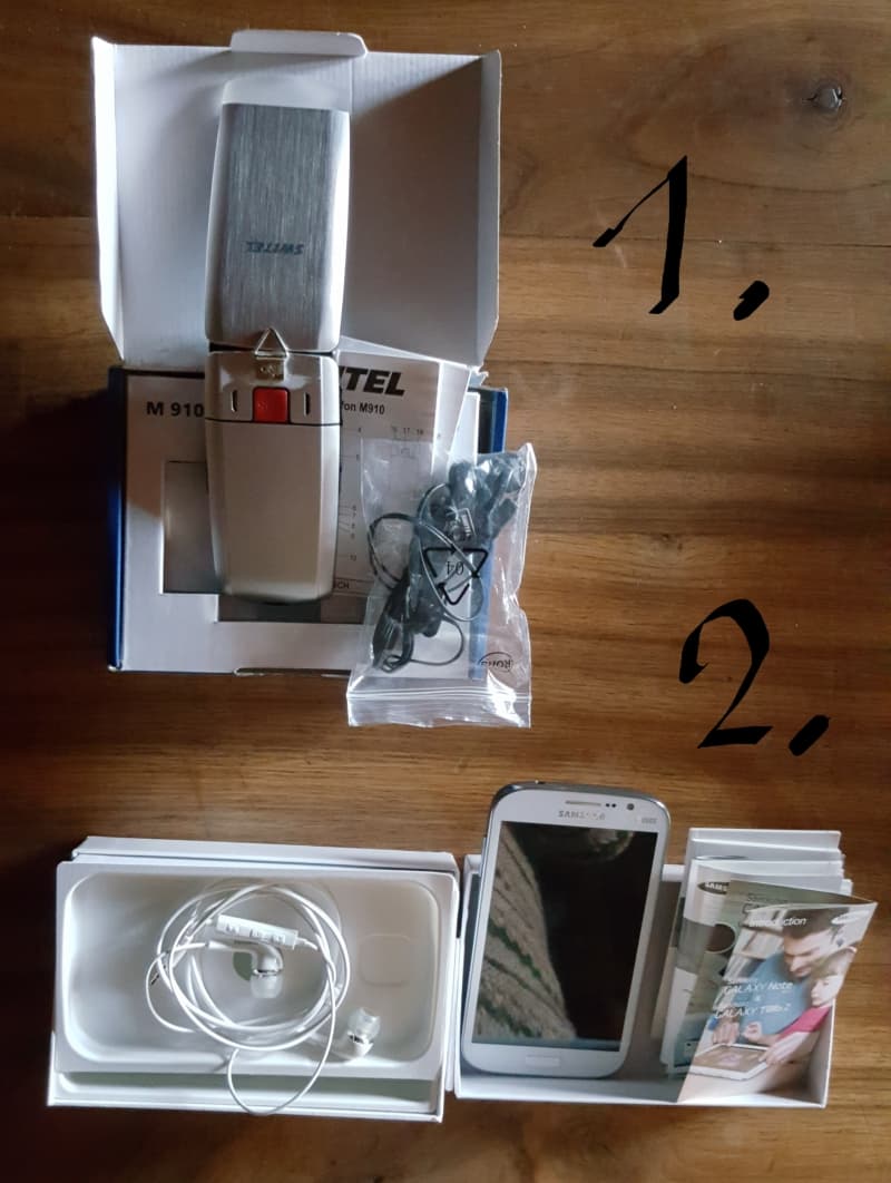 1.Senioren Handy SWITEL 2.Samsung Galaxy Note Duos