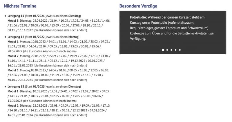 Kurs - Lehrgang Digitale Fotografie