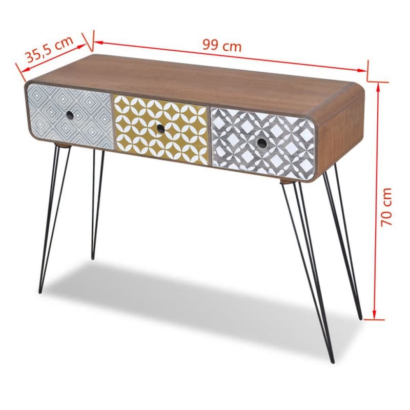 99242240 Konsolentisch mit 3 Schubladen Braun