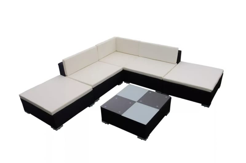Gartenlounge-Set 15-tlg. Schwarz Poly Rattan
