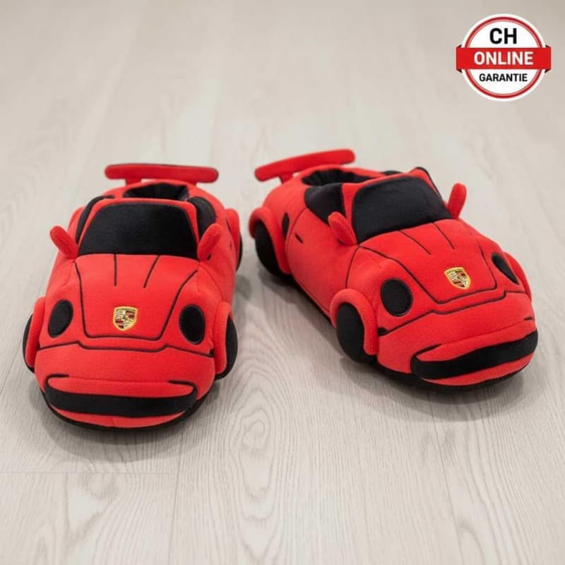 Porsche Hausschuhe im Sportwagen Look aus weichem Plüsch