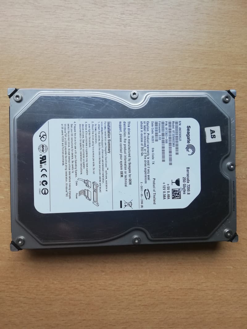 3,5" SATA HDD 7200RPM 8MB 250GB Seagate Barracuda 7200.8
