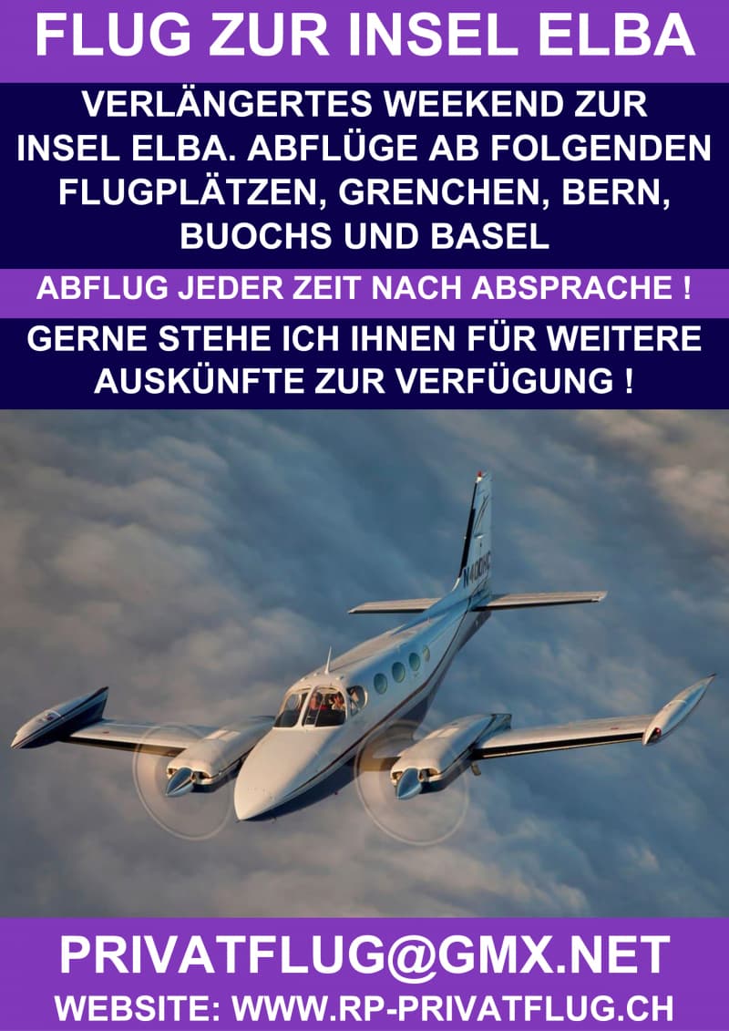 SWISS PRIVATE FLYING ZUR INSEL ELBA