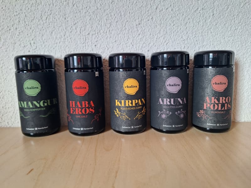 Chalira Gewürzset 5-teilig Bio - Schweizer Handarbeit, NEU