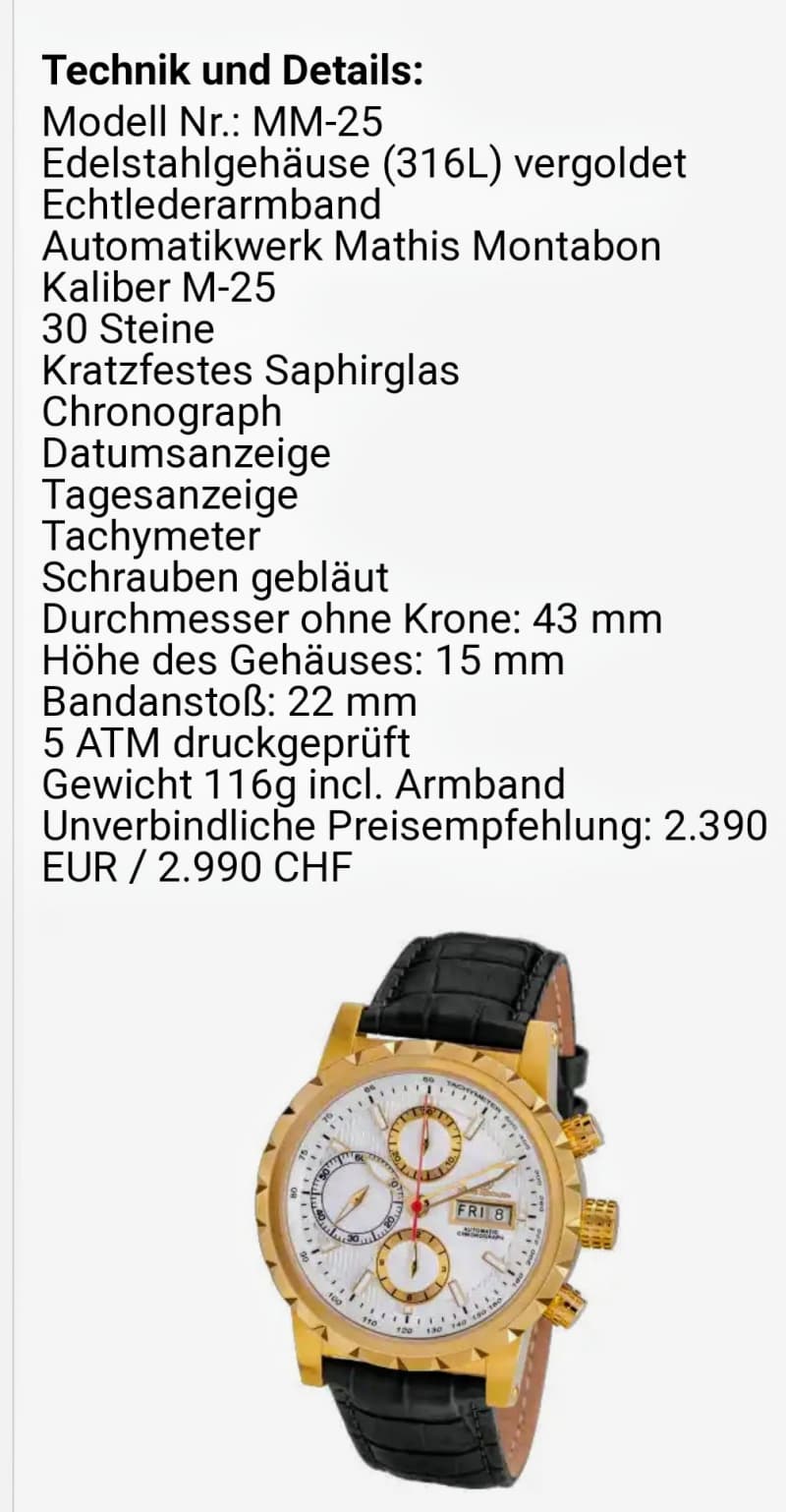 Neue Edle Mathis Montabon Automatic le Chronographe