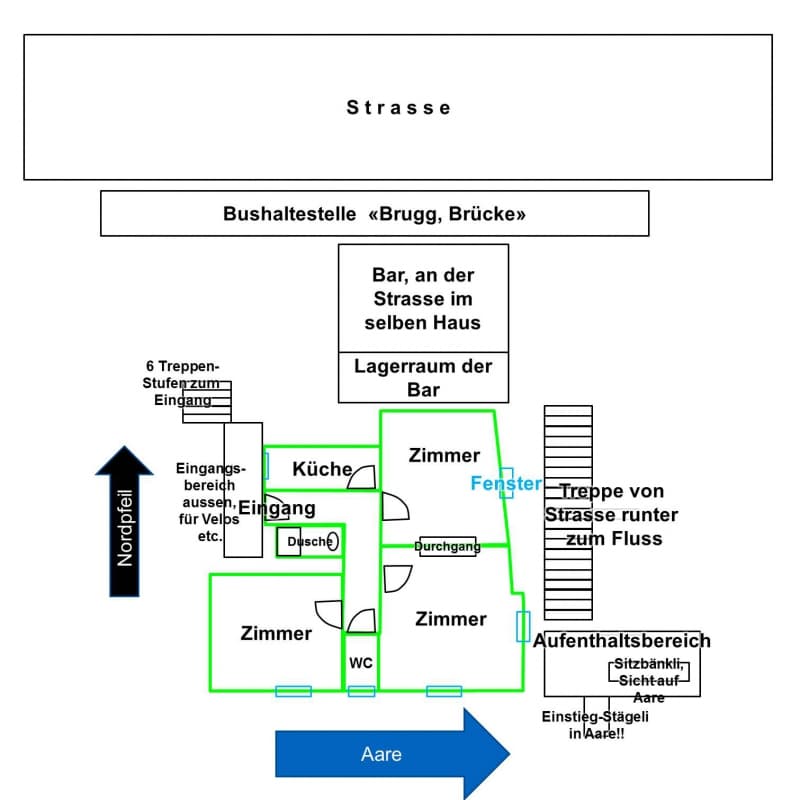 3-Zi-Whg in Brugg, wunderschöner Lage! 70m2, 1450.- brutto