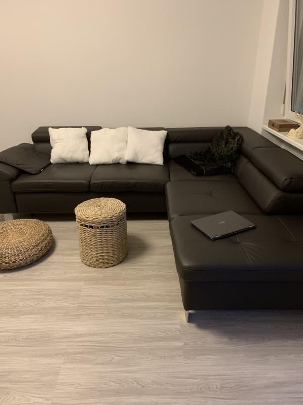 Ecksofa, Recamiere Rechts Naturleder/Rinds