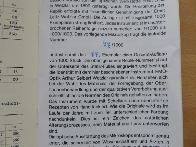 Mikroskop Wild und Leitz Replika Nr. 0077 / Rarität