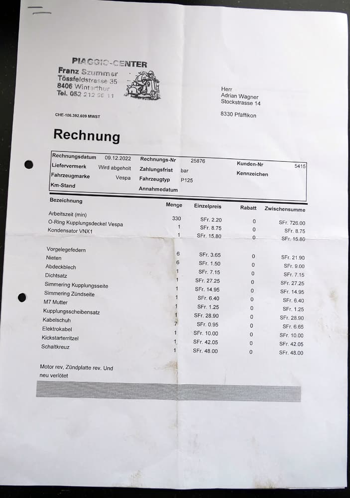 Gepflegte alte Vespa P125X