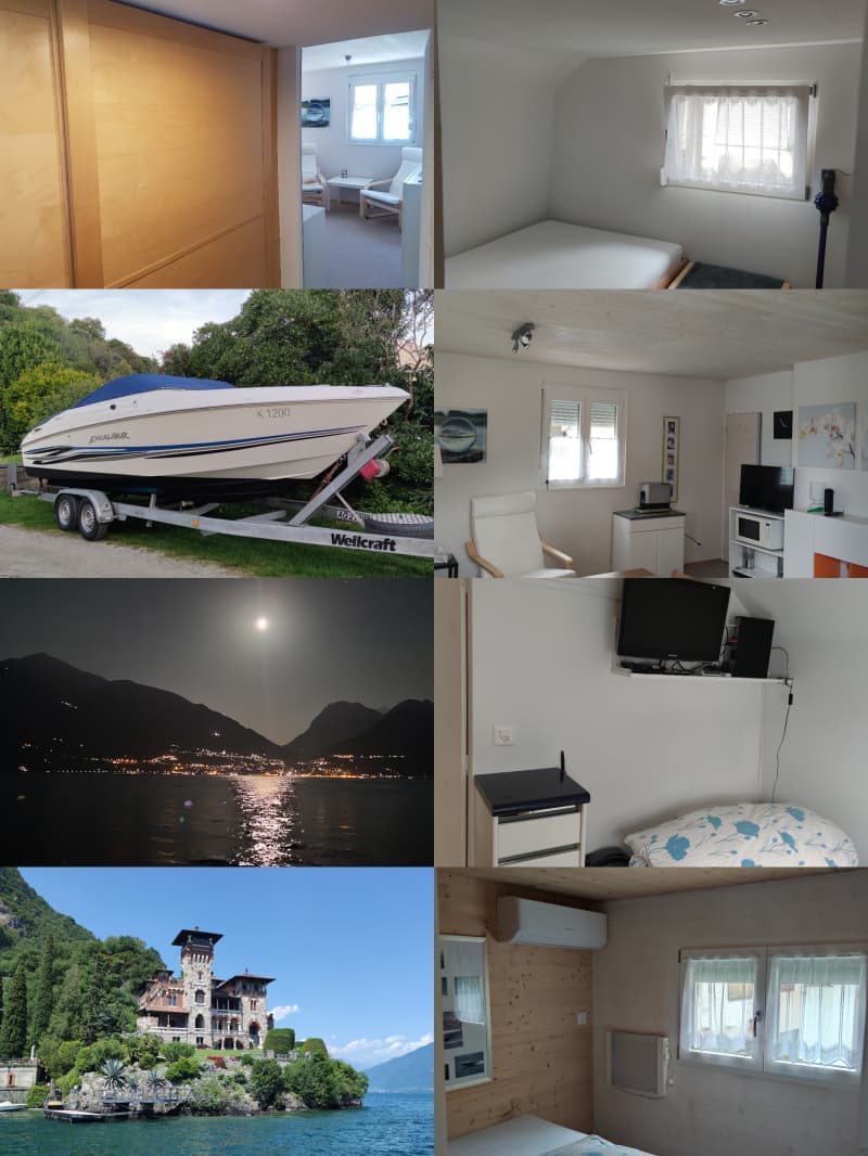 Wohnwagen m 3 Zimmer, fester Vorbau am Comersee, privater Camping