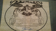 Circus Knie Werbetafel mit Zertifikat