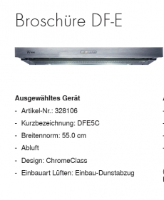 V-ZUG Dunstabzug DF-E5, Abluft, CH-Norm 55cm