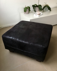 Ecksofa mit Sessel und Höcker schwarz