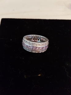 Silber ring 925 mit zwei farbigen zirkonia steine