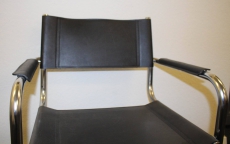 Freischwinger Sessel, Leder, schwarz