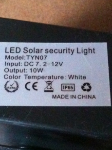 10 Watt 12V LED Scheinwerfer mit Solarpanel+Bewegungsmelder+Akku