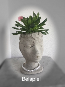 Blumentopf „ Frauenkopf mit Blumenkranz „
