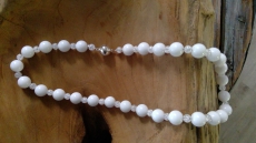 SALE: 56 cm Edelsteinkette (Jade, Bergkristall, 925 Silber)