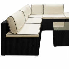 88991023 Polyrattan Loungeset schwarz/creme