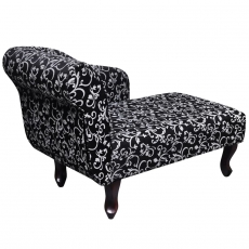 99242403 Chaiselongue mit Blumenmuster Stoff Schwarz