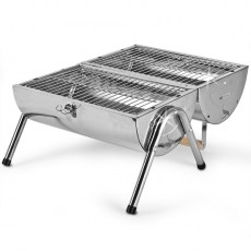 88101490 Edelstahlgrill Tragbar mit Doppel-Grillfläche