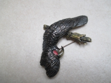 Brosche Kakadu schwarz emailiert sehr rar von Sphynx