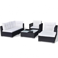 9941874 Gartensofa-Garnitur 17-tlg. Poly Rattan Schwarz