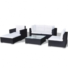 9941874 Gartensofa-Garnitur 17-tlg. Poly Rattan Schwarz