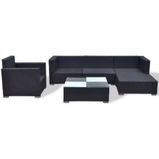 9941874 Gartensofa-Garnitur 17-tlg. Poly Rattan Schwarz