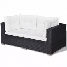 9941874 Gartensofa-Garnitur 17-tlg. Poly Rattan Schwarz