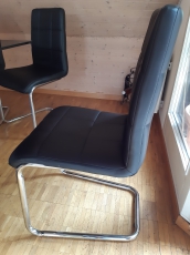 Moderner & eleganter Glastisch (schwarz) mit 6-er Set Stühle