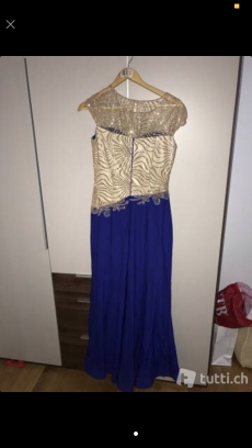 Abendkleid gold blau