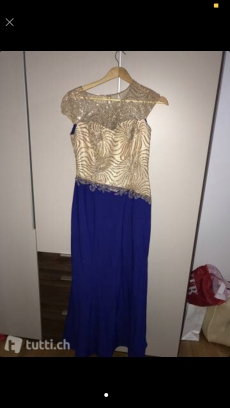 Abendkleid gold blau