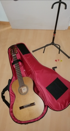 Gitarre MARTINEZ + Zubehör (Tasche, Ständer, Stimmgerät)