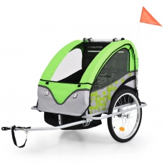 2-in-1 Kinderwagen-Veloanhänger grün/grau