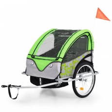 2-in-1 Kinderwagen-Veloanhänger grün/grau