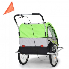 2-in-1 Kinderwagen-Veloanhänger grün/grau