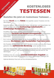 Gratis Testessen für Ihre Hunde und Katzen