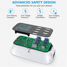 8-fach Multi-Port USB Ladestation 40W PD & USB-C Anschluss