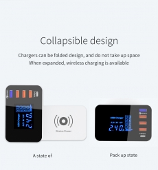 Qi Wireless Charger Station/ USB-C & QC3.0 Anschluss/ LED Display