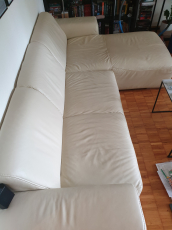 Ecksofa Leder off white/cappuccino