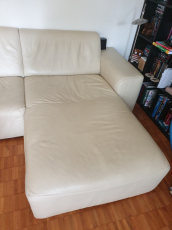 Ecksofa Leder off white/cappuccino